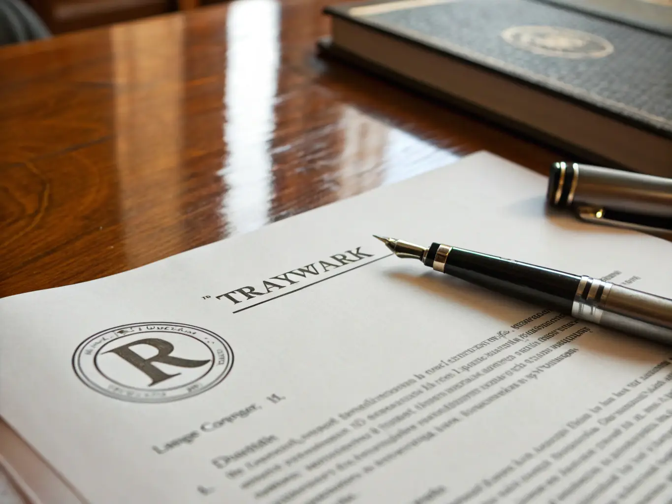 A professional setting featuring legal documents related to trademark applications, with a focus on the Morreti Law Firm logo subtly placed in the background.